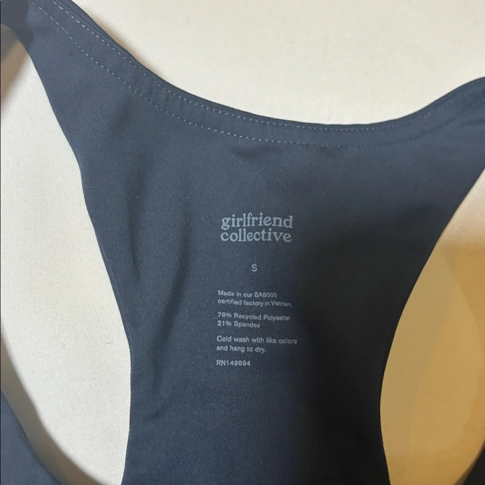 Girlfriend Collective Navy Racerback Sports Bra Size small